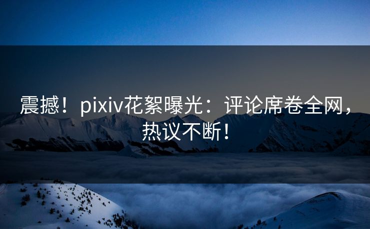 震撼！pixiv花絮曝光：评论席卷全网，热议不断！