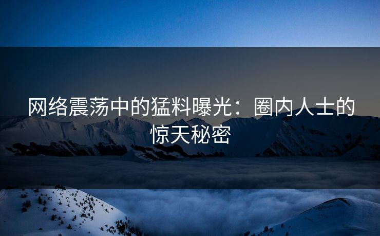 网络震荡中的猛料曝光：圈内人士的惊天秘密