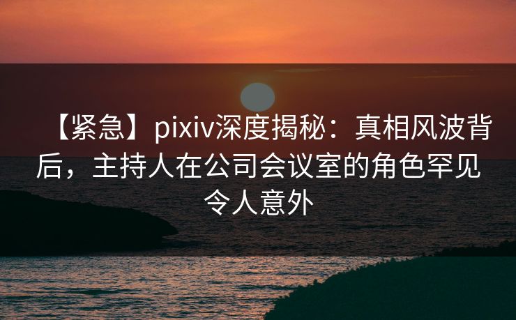 【紧急】pixiv深度揭秘：真相风波背后，主持人在公司会议室的角色罕见令人意外